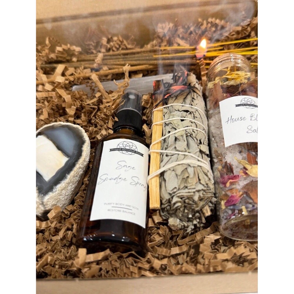 Yeagob Spiritual Souls Handcrafted Aura Smudging Kit w/ Sage, Incense, Spray